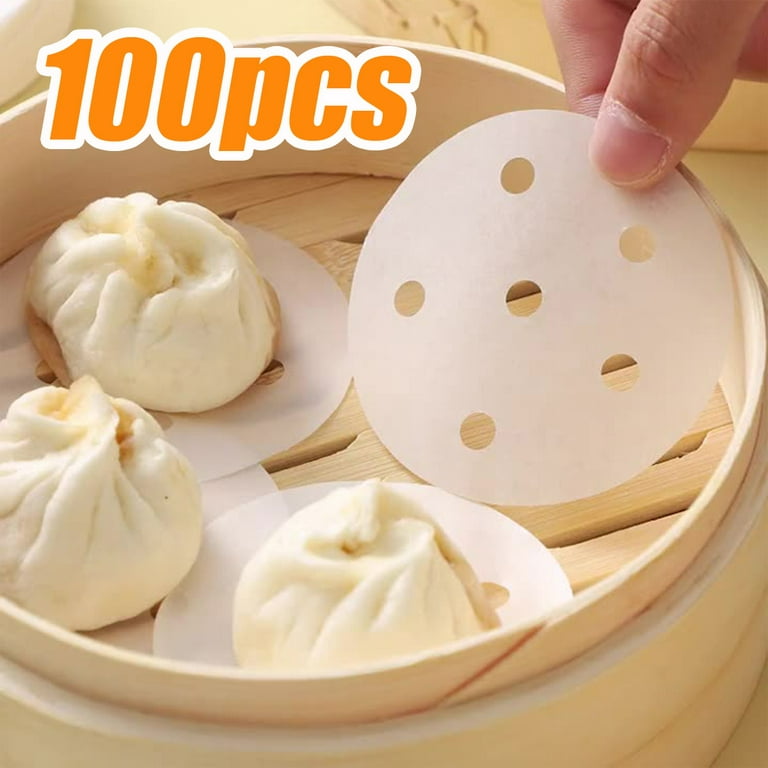 BAKERY 5 Size 100pcs Air Fryer Non Stick Paper Liners Perforated Parchment  Sheets Baking Cooking Bamboo Steamer Paper