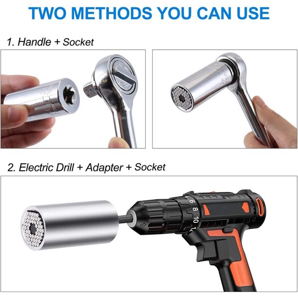 universal Herramientas manuales multifuncionales Adaptador de reparación Juego de herramientas de reparación Herramientas para alicates de 7-19 mm con adaptador y mango (3 en 1)