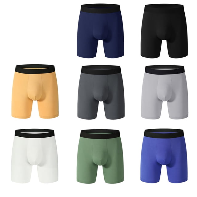 Mens Underwear Boxer Quick Dry Solid Panties Plus Size Four Corners Large Size Underwear Boxer Blue S