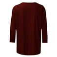 thumbnail image 4 of yoeyez T-Shirts pour Femmes à Manches 3/4 Col Ras du Cou T-Shirts de Couleur Unie T-Shirts Tendance Mode Basiques T-Shirts Légers Blouses de Sortie Offres à Durée Limitée Vin 4TG, 4 of 5