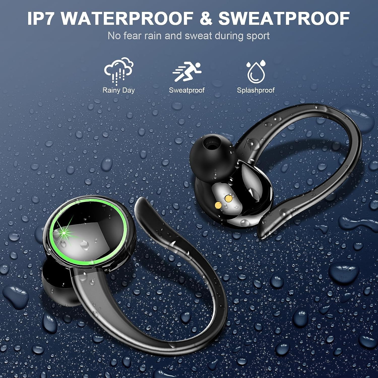MFLEL Earbuds for Google Pixel 6a Bluetooth 5.3 Headphones 3D Stereo with Earhook, 40H Touch Control Over Ear Headphones, IP7 Waterproof Earphones Built-in Mic
