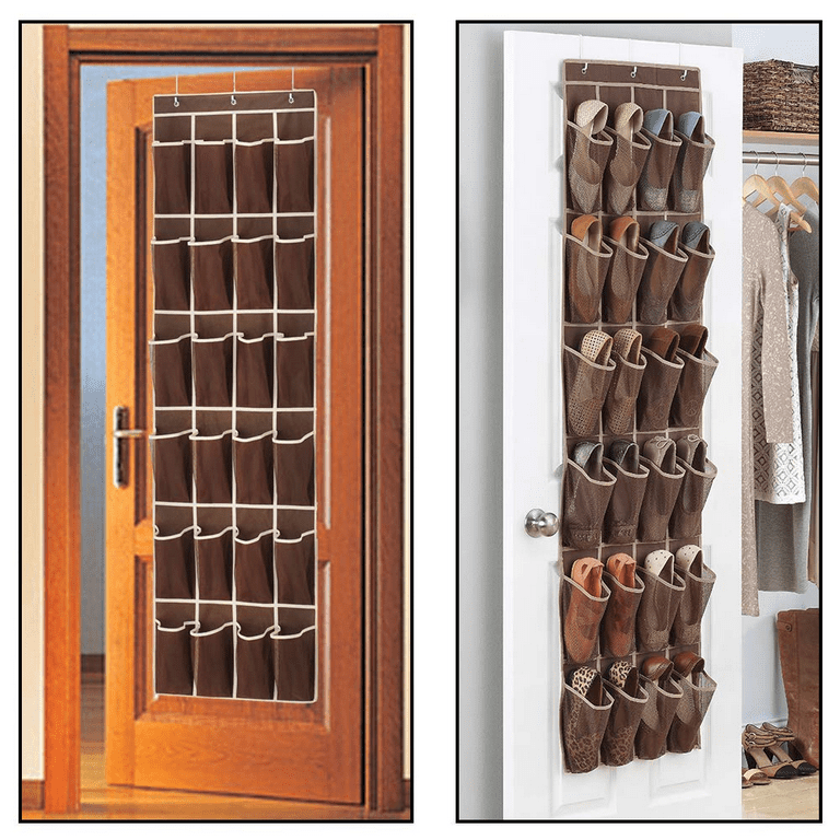 2 Pack Over the Door Shoe Organizers with 24 Durable Large Thickened Mesh  Pockets for Closet Bathroom Bedroom Pantry – Space Saving For Home