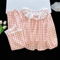 thumbnail image 6 of ITSAME Teen Girls Sleepwear Outfits 2-Piece Cotton Plaid Ruffle Long Sleeve Top and Pants Spring Fall Loungewear Set Pink Size 5T, 6 of 9