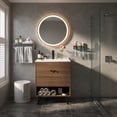 thumbnail image 5 of Demi Bonn Bathroom Storage Cabinet, Bathroom Floor Cabinet, 25 Inch Wooden Bathroom Storage Cabinet with Sink, for Bathroom, Living Room, Bedroom, Kitchen, Walnut, 5 of 9