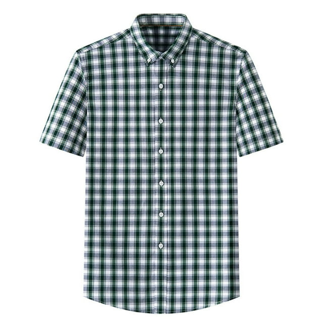 BOBOGOJP Chemises pour Hommes en Coton Coupe Régulière à Manches Courtes, Vert TTG