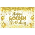 thumbnail image 2 of Glittery Happy Golden Birthday Banner Star-themed Golden Birthday Banner Balloon Decorated Dripping Design Celebration Banner for Birthday Party Anniversary Celebration Indoor Decoration, 2 of 9