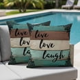 thumbnail image 4 of Set of 2 Live Love Laugh Pillow Covers 20x20 Inch, Vintage Floral Texture Brown Teal Wood Grain Decorative Throw Pillow Cases Cotton Cushion Covers for Sofa Couch Bed Living Room Bedroom Home Decor, 4 of 9