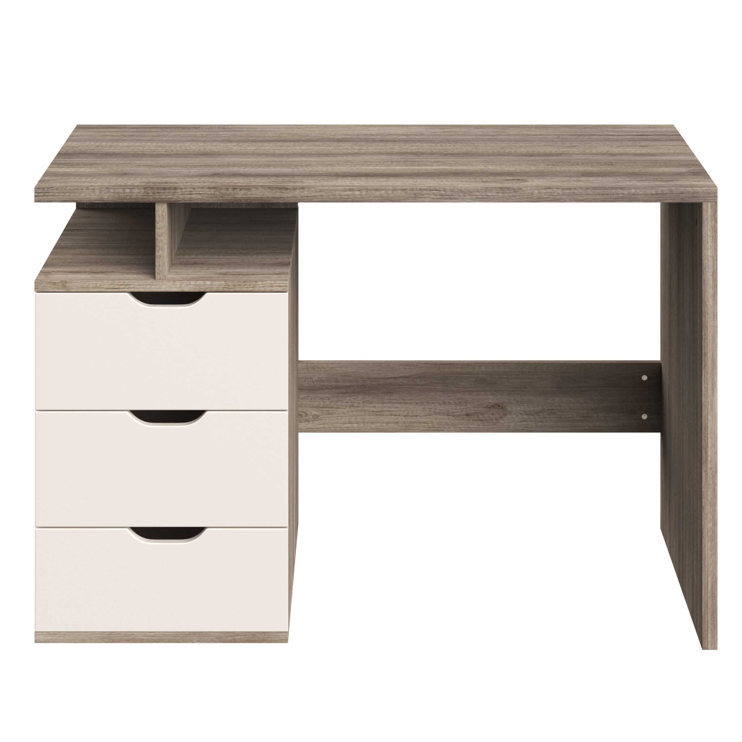 Lavish Home Computer Desk with Attached 3-Drawer File Cabinet (White)