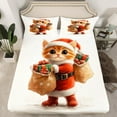 thumbnail image 2 of Manfei Cute Santa Claus Cat Queen Sheet Sets, Cartoon Christmas Gifts Flat Sheet, Happy New Year Queen Fitted Sheet, Lightweight Room Decor, 4-Piece, 2 of 7