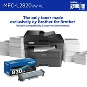 Brother Wireless MFC-L2820DW XL Compact Monochrome All-in-One Laser Printer with Copy, Scan and Fax, up to 4,200 pages? of toner included, Duplex and Mobile Printing