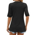 thumbnail image 6 of SLADYGLO Women Wheat Textured Square Neck Splice Half Sleeve Fake Two-piece Top, 6 of 7