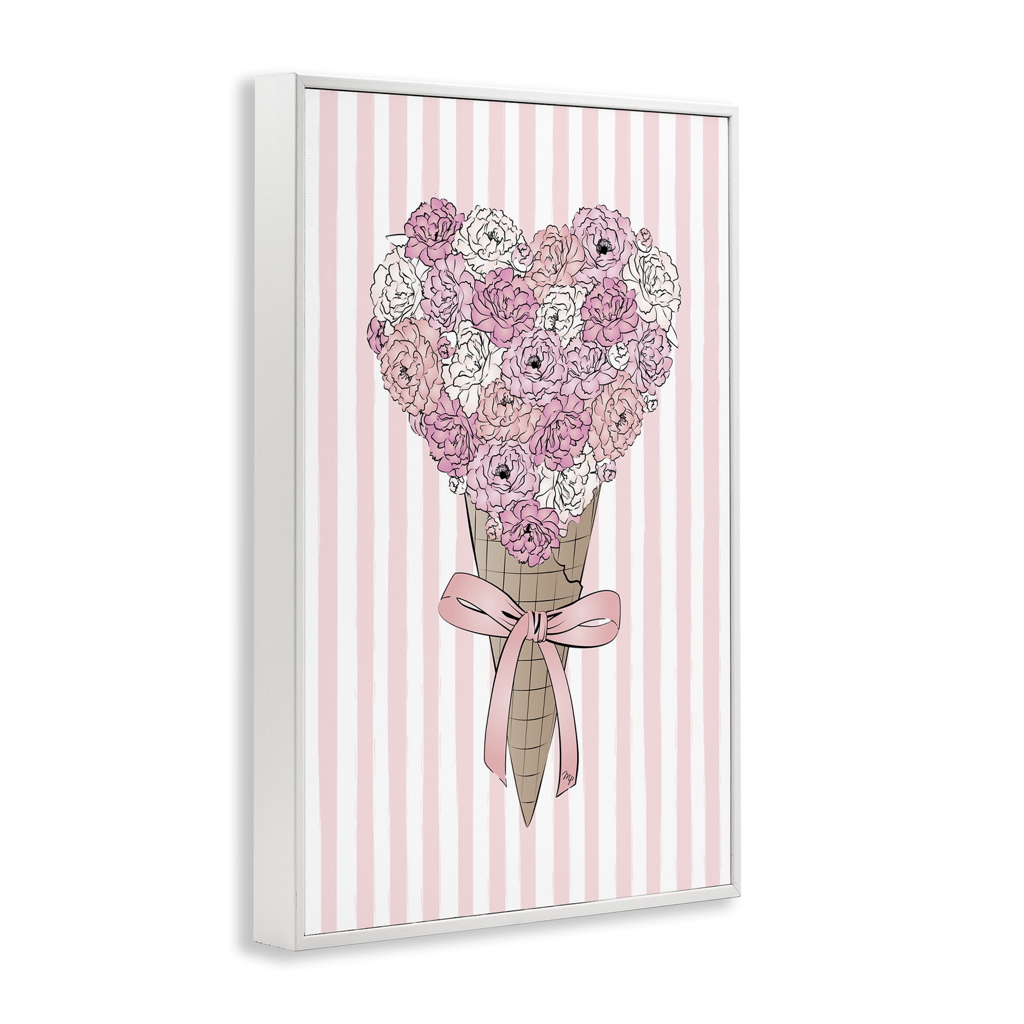 Stupell Industries Flower Bouquet Ice Cream Food & Beverage Painting White Framed Art Print Wall Art, 16 x 24