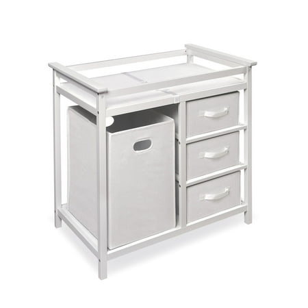 UPC: 0046605525005 | Badger Basket Modern Changing Table with Three Baskets & Hamper-Finish:White