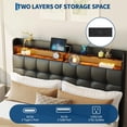 thumbnail image 4 of Kojooin Bed Frame with Headboard and 2 Storage Drawers, Upholstered Bed with LED Light and Charging Socket, 4 of 9