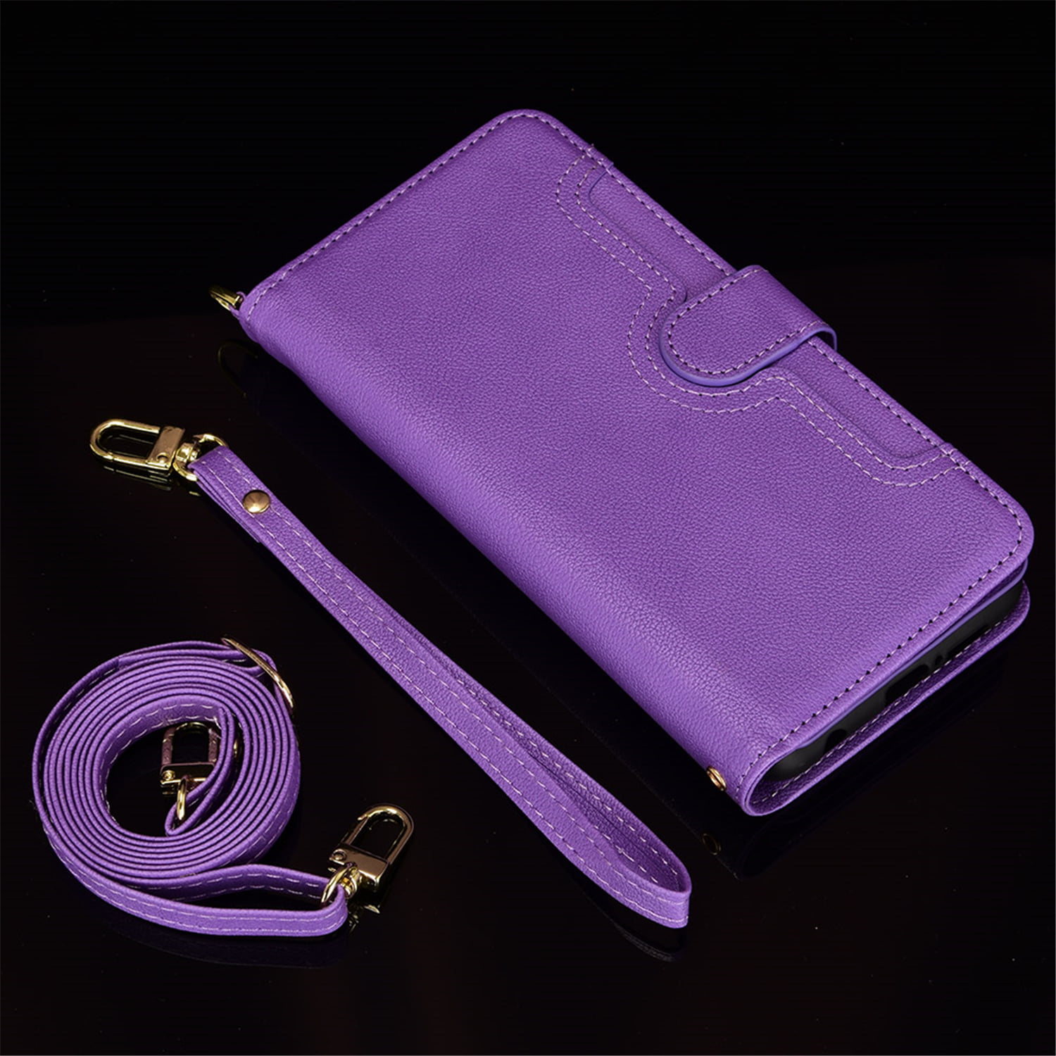 LUVI for Crossbody iPhone 14 Plus Wallet Case with Neck Strap Lanyard  Credit Card Holder Purse Handbag Case for Women Girls Silicone Rubber Soft