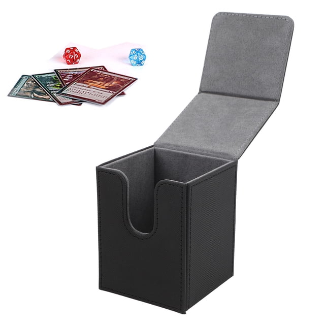 Magnetic Card Box Holds 100 Cards, PU Leather Card Holder Game Card Storage Case Box with Magnet Closure for Tables, Desks, Shelves