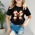 thumbnail image 2 of Godom Short Sleeve Shirt for Girls Glitter Print Cute Design Kids Tee Tops Girl Clothes, 2 of 5