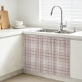 thumbnail image 3 of Buffalo Plaid Small Cabinet Curtains 11"W x 13"L, Dusty Rose Pink Farmhouse Gingham Striped Sink Skirt Dust-Proof Short Curtain for Bathroom Vanity Storage Cubby Desk, Self Adhesive Privacy Drapes, 3 of 9