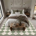 thumbnail image 5 of BERTHMEER 5'x7' Area Rugs for Living Room Modern Rhombus Checkered Rugs Bedroom Office Dining Room Farmhouse Geometric Contemporary Washable Non Slip Rugs Carpets, Green, 5 of 6