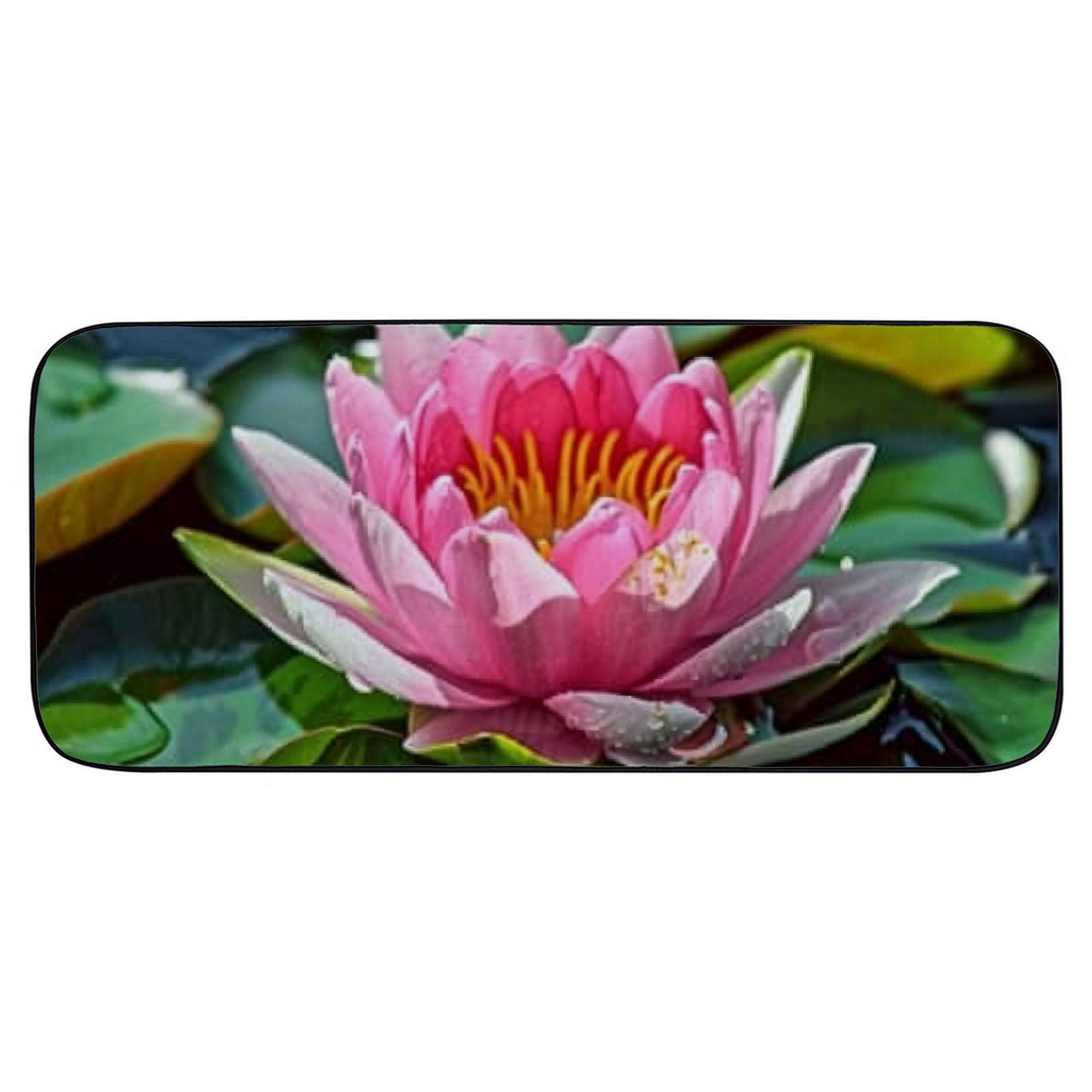 Qinduosi Decorative Door Mat, Door Mat with Non-Slip Rubber Backing, Easy Cleaning, Traps Dirt, for Entry, Patio, Garage - Water Lily Pink Summer Pond Plant Aquatic Plant 19.68*47.24 in
