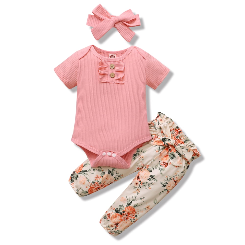 Saeaby 12 Months Girl Clothes Summer Toddler Baby Girl Outfits Ribbed