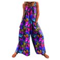 thumbnail image 1 of Follure Women Summer Wide Leg Floral Print Jumpsuit Casual Baggy Overalls Suspender Rompers with Pockets, 1 of 3