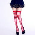 thumbnail image 2 of ZJXFGS Women's Extra Long Socks, Women's Nylon Striped Stockings, Women Socks Party Funny Dress Up Props, Opaque Striped Over Knee High Socks Red One Size, 2 of 2