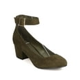 thumbnail image 1 of Breckelles GA11 Women Faux Suede Round Toe Ankle Strap Chunky Heel Pump, 1 of 5