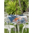 thumbnail image 3 of Outdoor Tablecloths with Umbrella Hole & Zipper, Blue Coastal Round Tablecloth 54 Inch, Summer Beach Starfish Weeping Eucalyptus Waterproof Table Cloth, Patio/Pool/Picnic Table Covers, 3 of 8