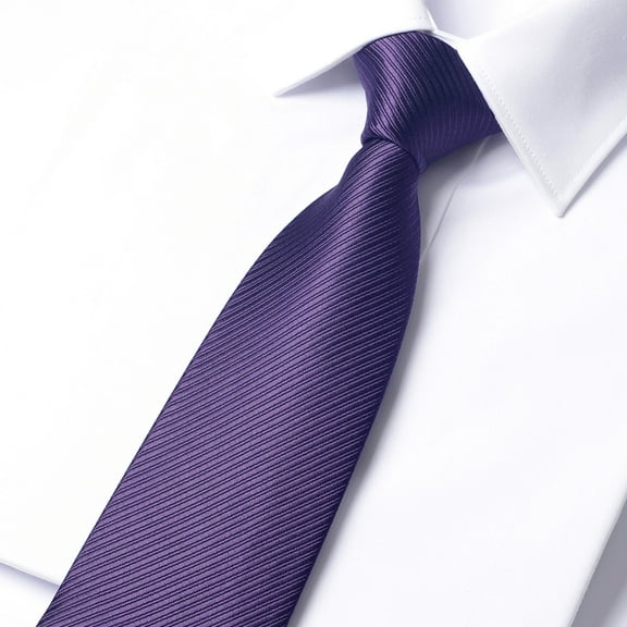Deep Purple Striped Solid Color Tie Men's Formal Shirt Accessories Trendy Hand Knotted 7CM Tie
