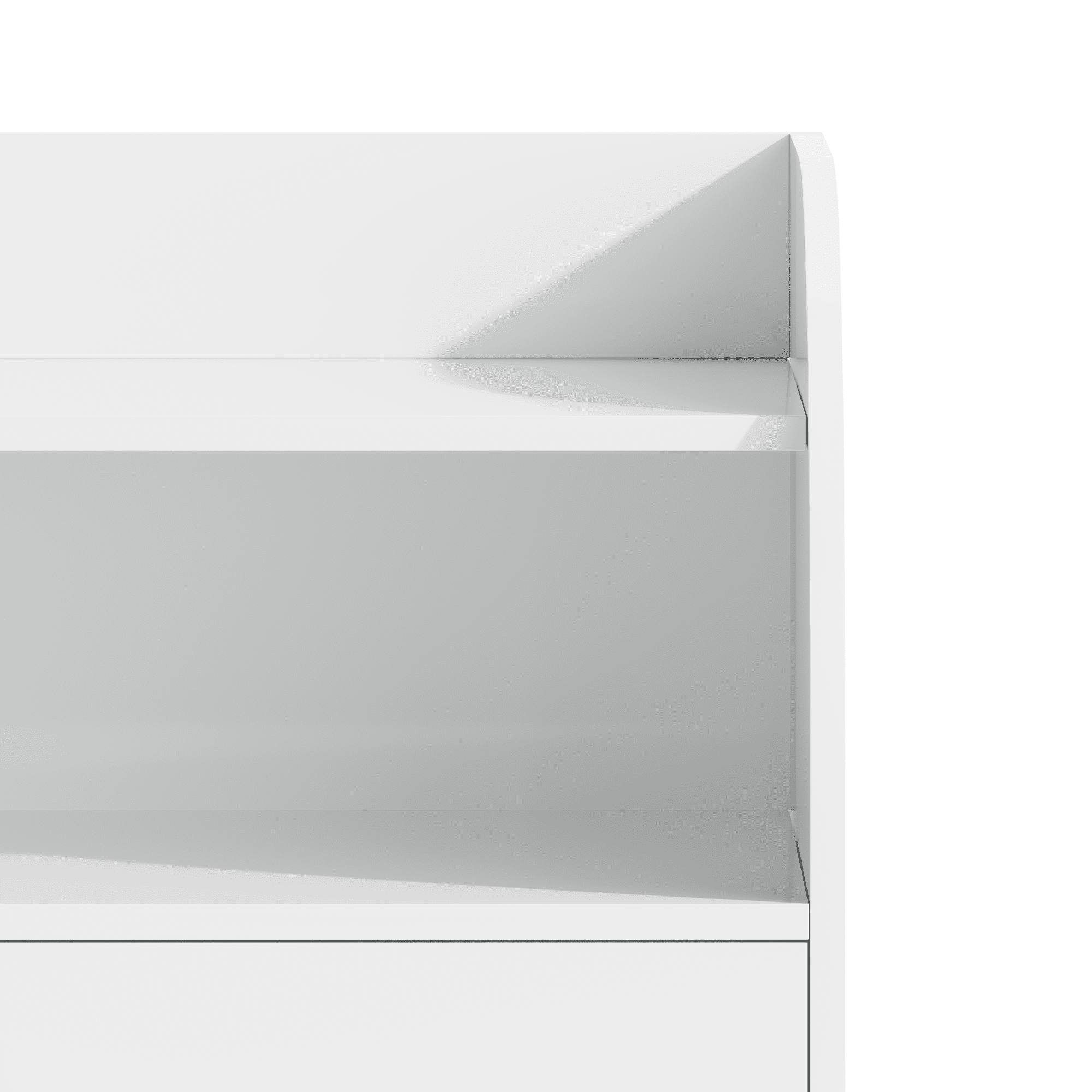 Leumius White Nightstand with 2 Drawers and Open Shelf,Curved Side Panel Wood Bedside Table for Bedroom/Living Room