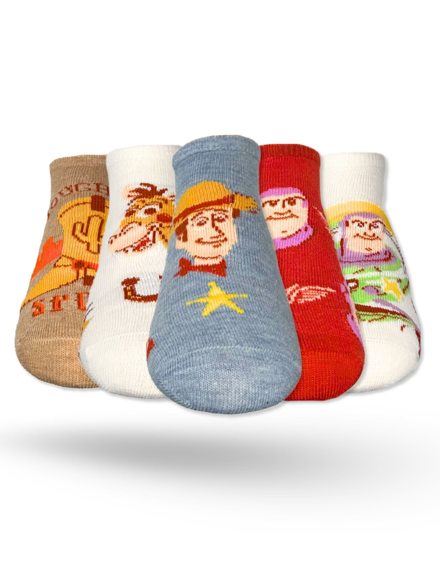 Disney Pixar Toy Story Boys No-Show Socks, 5-Pack, Sizes S/M-M/L