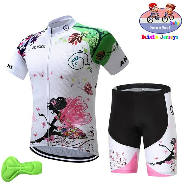 Summer KIDS Cycling jersey Wear Strap Suit Set Ropa with Gel Pad MTB Bicycle