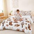 thumbnail image 4 of Homewish Rustic Cowboy Hot Boots 7 Pieces Full Size Bedding Sets,Sun Floral Cactus Full Size Bed in a Bag,White Brown,Reversible, 4 of 8