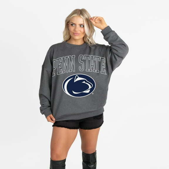 Women's Gameday Couture Charcoal Penn State Nittany Lions Oversized Rising Stars Premium Fleece Drop Shoulder Sweatshirt