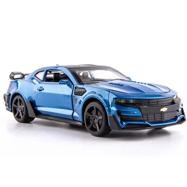 Escala 1/32 Camaro juguetes modelo de coche aleación de Metal fundido a presión con 4 puertas abierta sonido luz extraíble vehículo para niño colección de regalos,Blue