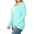 thumbnail image 3 of Zenana Women's Classic Front V-Neck Thin Snap Button Down Long Sleeve Ribbed Knit Cardigan, 3 of 4