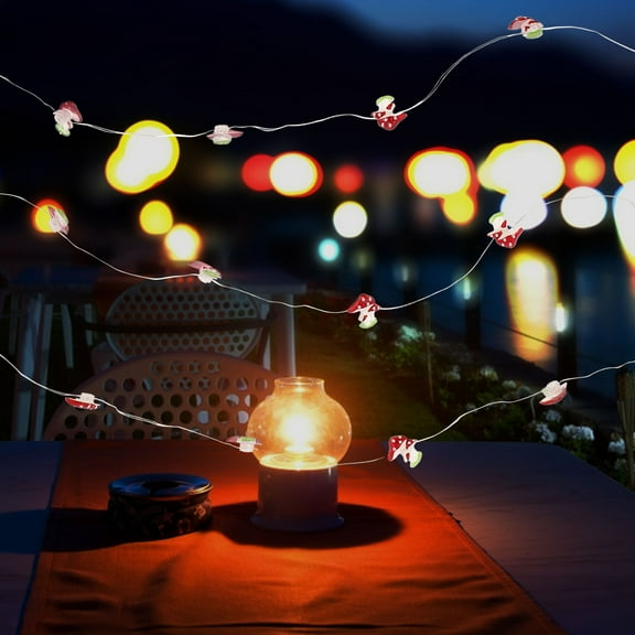GOOHOCHY Little Mushroom Lights String Light Plastic Red 200x0.8in Battery Powered for Girls Children's Bedroom 1Pcs