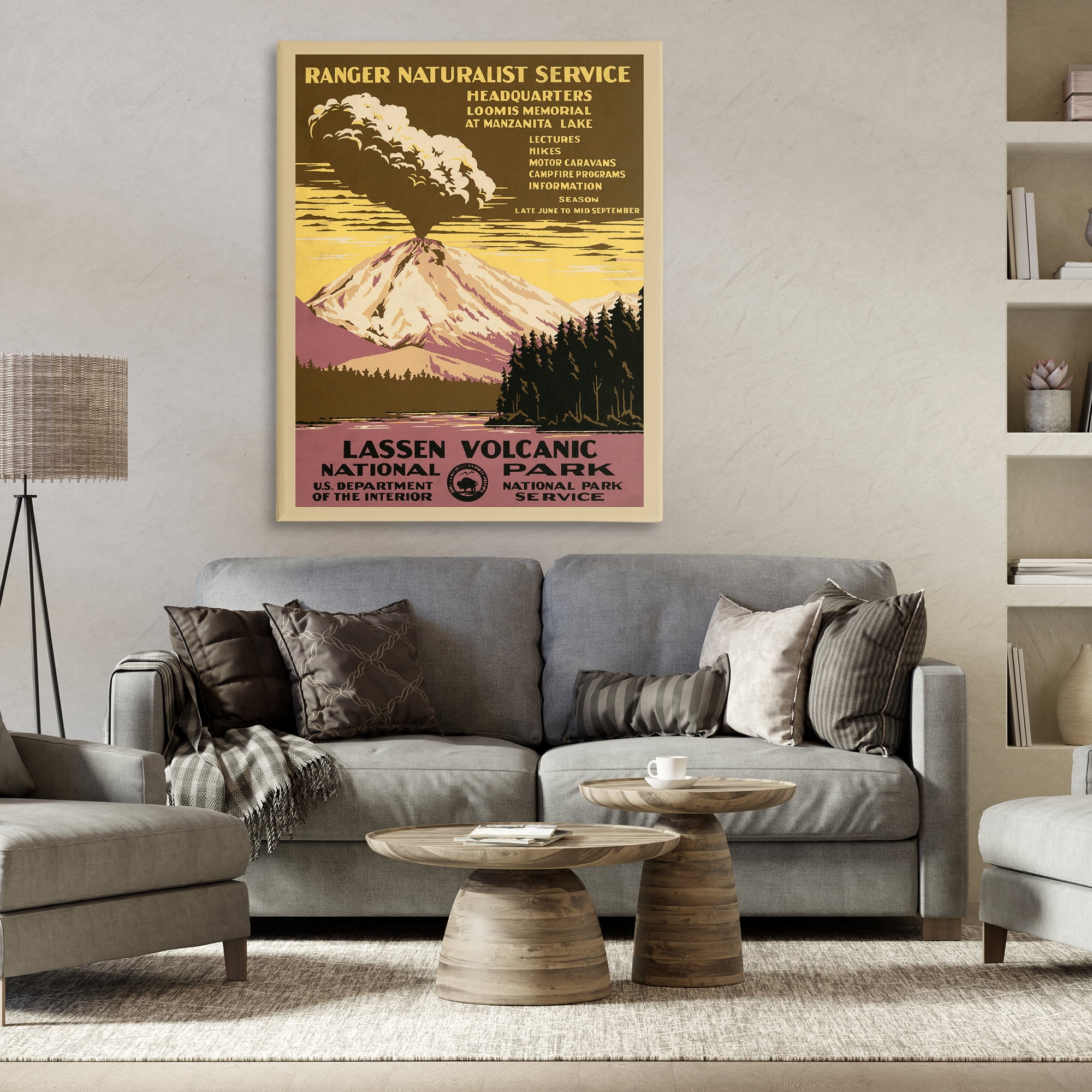 Stupell Industries Vintage National Park Landscape Painting Gallery Wrapped Canvas Art Print Wall Art, 36 x 48