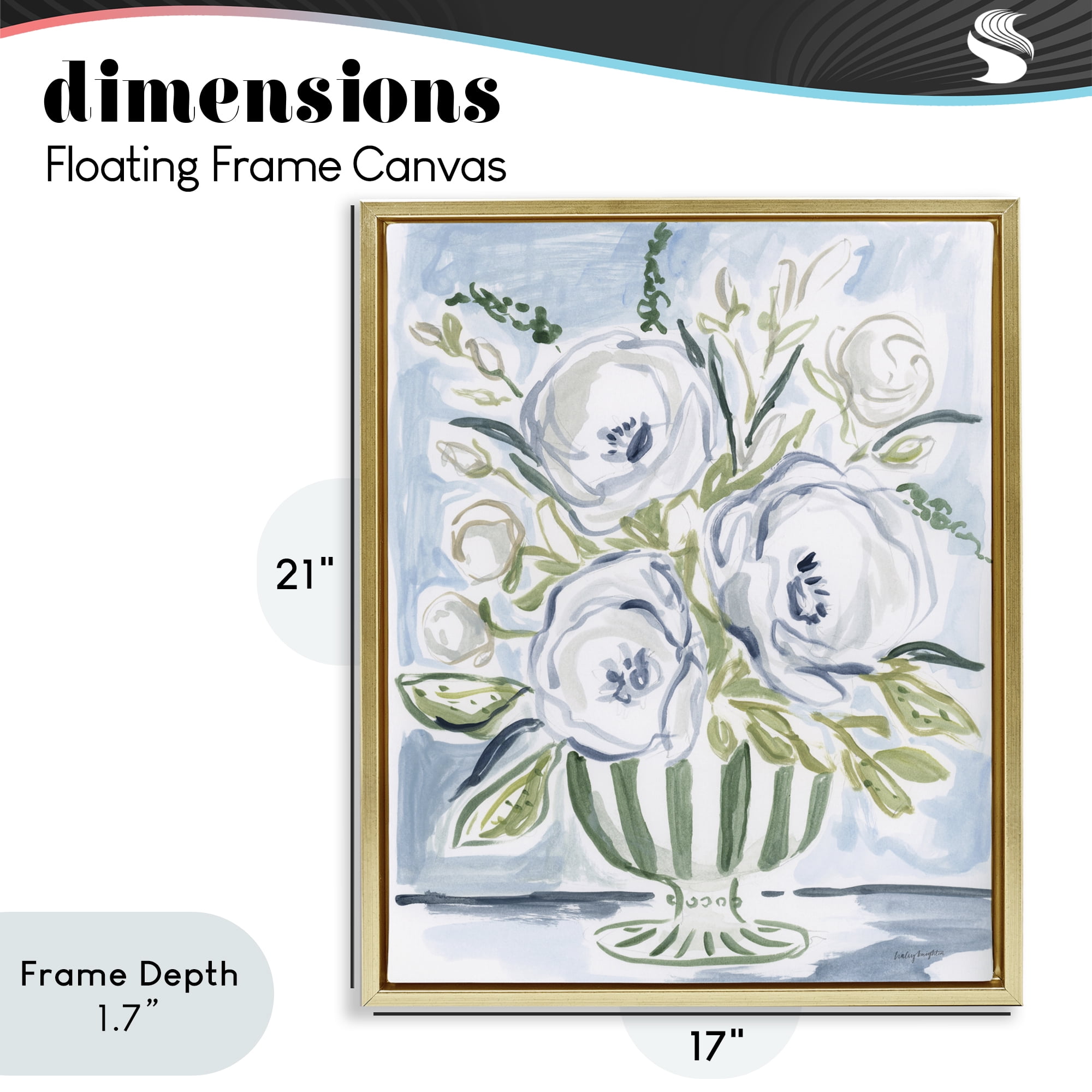 Stupell Industries Fiona Pastel Floral Bouquet Gold Framed Floater Canvas Wall Art, design by Haley Knighten