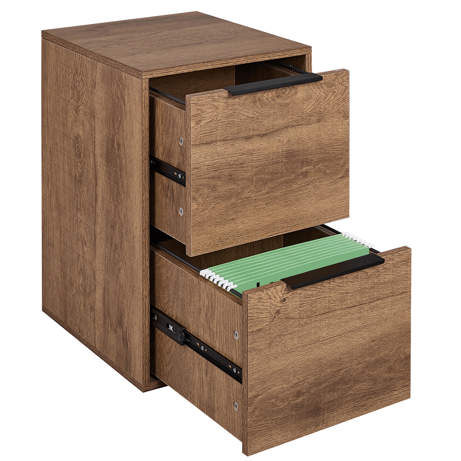 GREATMEET 2 Drawer Wood File with Hanging Bars for Letter Size, Wooden Filing