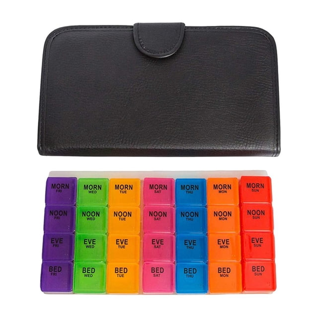 Estuche de viaje para Estuche para pastils de cuero multicolor resistente a humedad con bandeja Baoblaze Organizador de medicamentos con bandeja