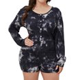 thumbnail image 1 of ebukurty Women's Plus Tie Dye Onesies Pajamas Female Long Sleeve Botton Bodysuit Soft Romper 3XL, 1 of 5