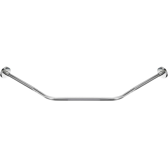 Stretchable Shower Curtain Rod Rack, Stainless Steel Diamond Shaped Corner Shower Curtain Rod No Drill for Bathroom Bathtub, Medium Size, Silver Tone