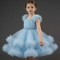thumbnail image 6 of XUELUO Toddler Girls Tulle Princess Dress Puff Shoulder Ruffled Floral Dress Pearl Waistband Holiday Fluffy Party Skirts, 6 of 6