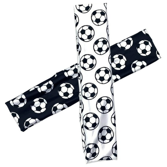 Soimiss Women Headband Comfortable Sweat Bands Soccer Pattern Headbands Black 2Pcs for Fan Gear