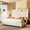 thumbnail image 5 of Merluxy LED King Bed Frame,Charging Station and Storage Upholstered Headboard/Velvet/Cream, 5 of 7