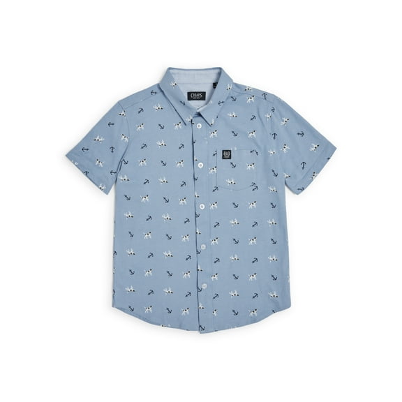 Chaps Boys The Seacoast Printed Jersey Button-Down Short Sleeve Shirt, Sizes 4-18