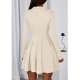 thumbnail image 4 of Vestido PRETTYGARDEN Beige Manga Larga Línea A con Volantes M, 4 of 8