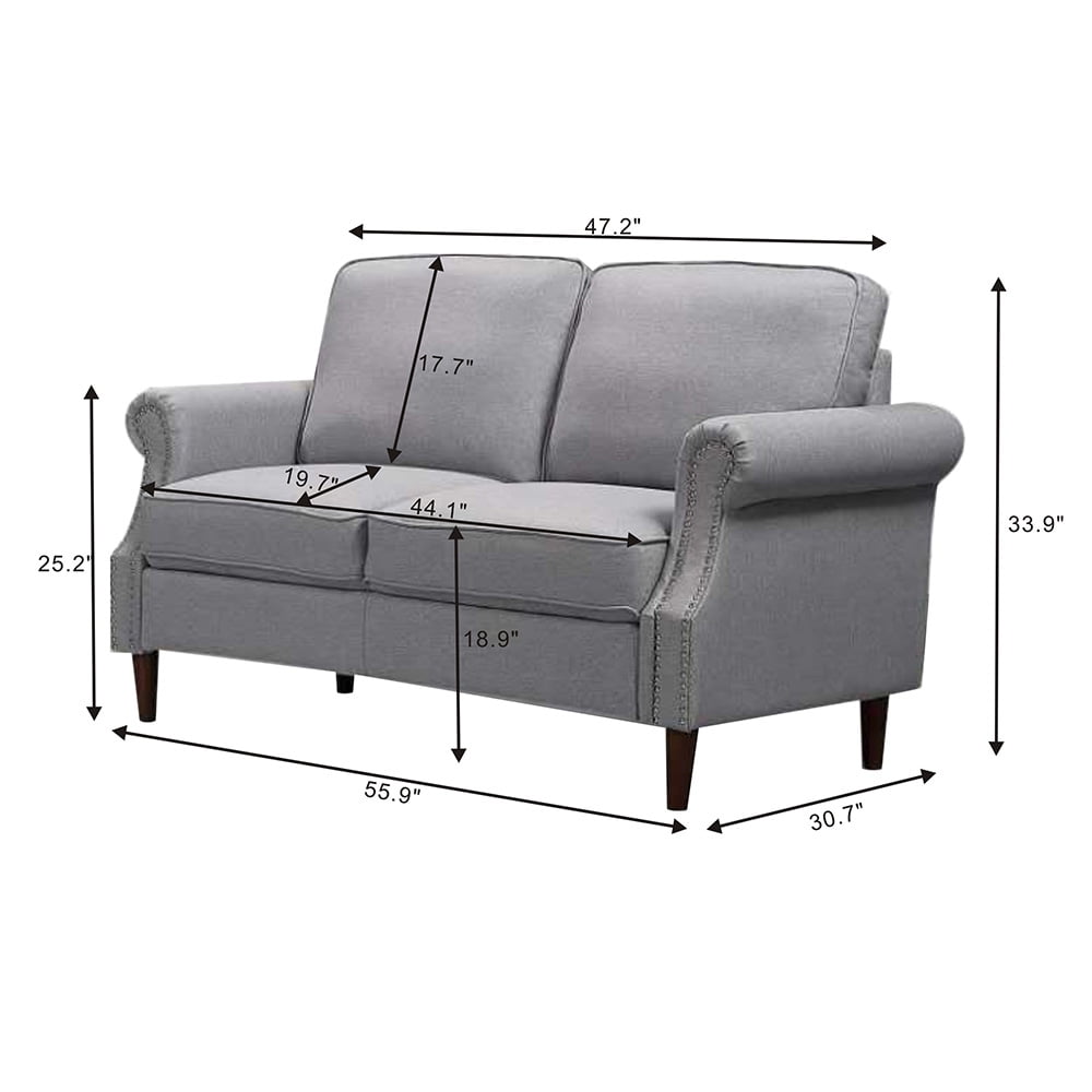 Kepooman 56" Modern Linen Farbic Loveseat Sofa, Overstuffed Classically 2-Seater Armrest Sofa Bed for Living Room Bedroom Office, Gray Kepooman 56" Modern Linen Farbic Loveseat Sofa, Overstuffed Classically 2-Seater Armrest Sofa Bed for Living Room Bedroom Office, Gray